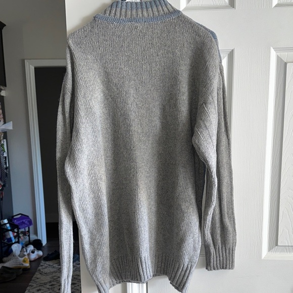 Steve & Barry's Men's Wool Blend Blue and Gray Crewneck Sweater - Picture 7 of 7